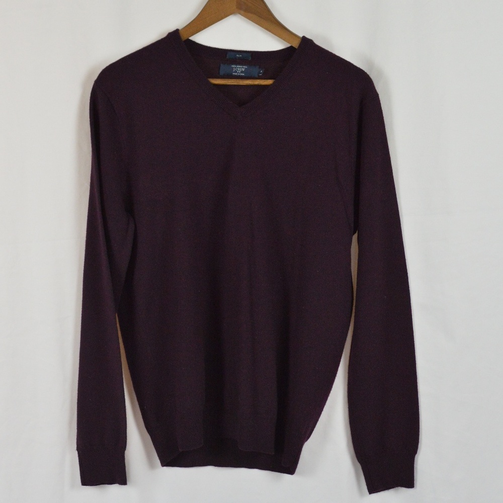 Men's J Crew V-Neck Slim Fit Merino Wool Sweater